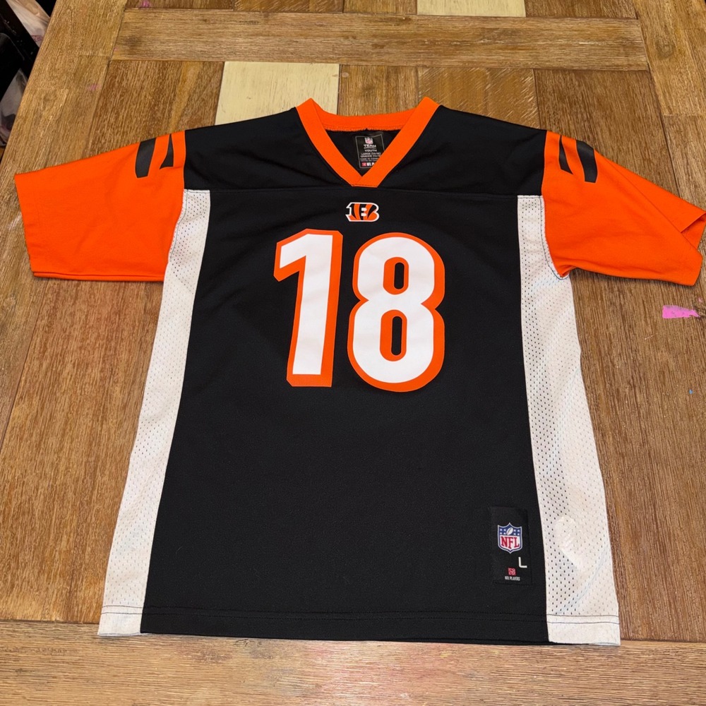 NFL Cincinnati Bengals Jersey Youth L Black A.J. Green 18 Excellent Mesh Side
